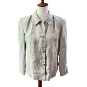 LAFAYETTE 148 Linen Blazer Size 10 Cream Single Breasted  Lightweight Coastal‎
